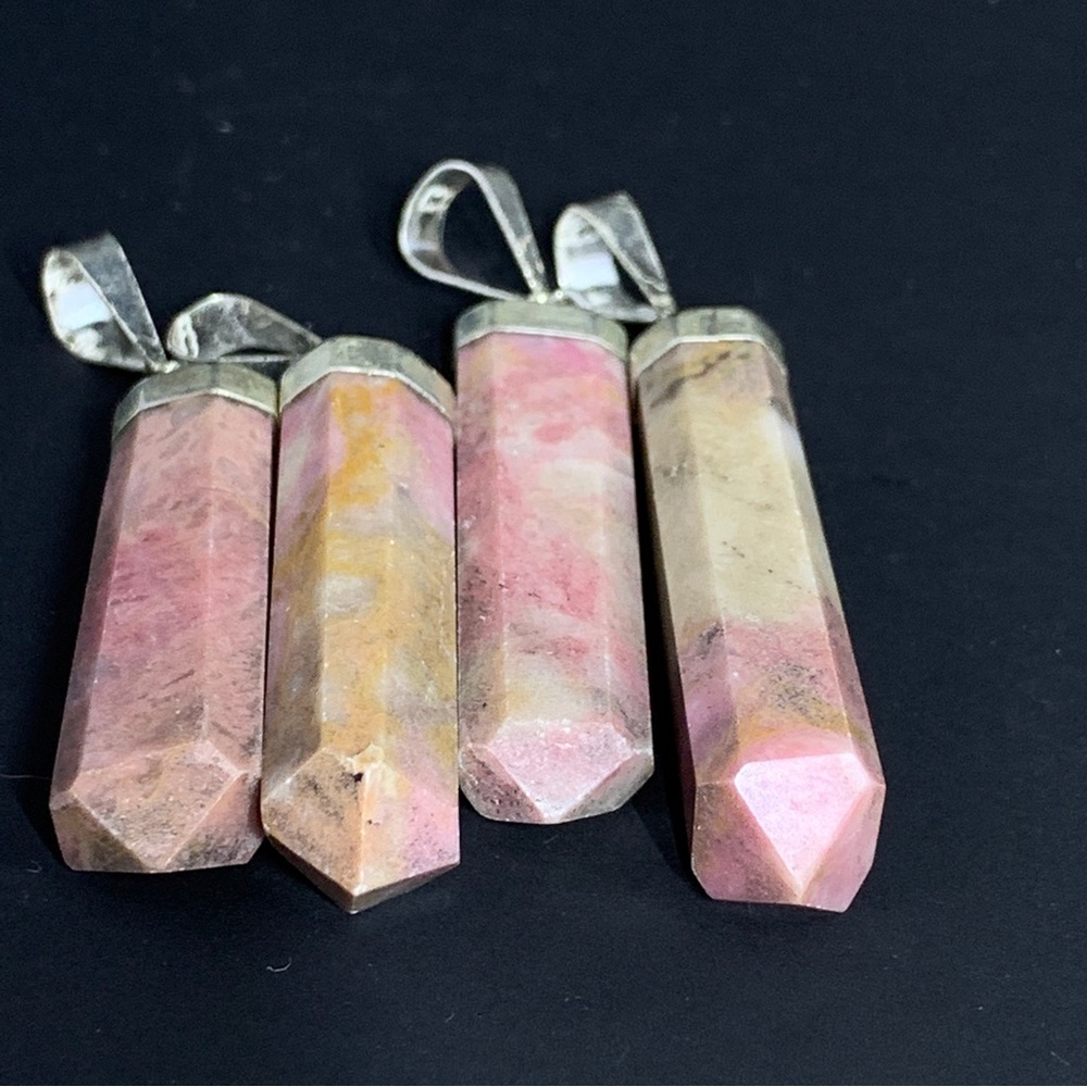 Natural Rhodonite 925 Silver Pendants NWOT - Picture 6 of 16